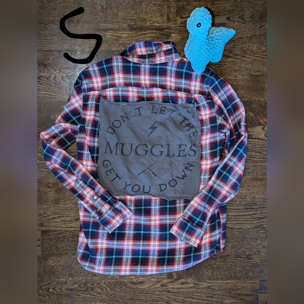 Upcycled Flannel - Muggles Harry Potter - Small